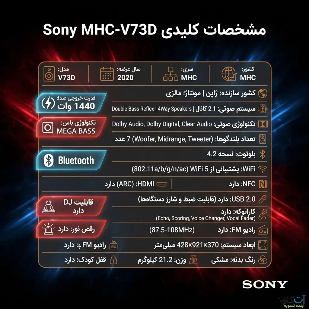 مشخصات سونی مدل MHC-V73D